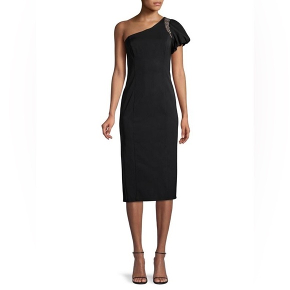 Aidan Mattox Dresses & Skirts - AIDAN MATTOX One-Shoulder Beaded Midi Dress
